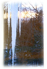 Icicle against sunset.