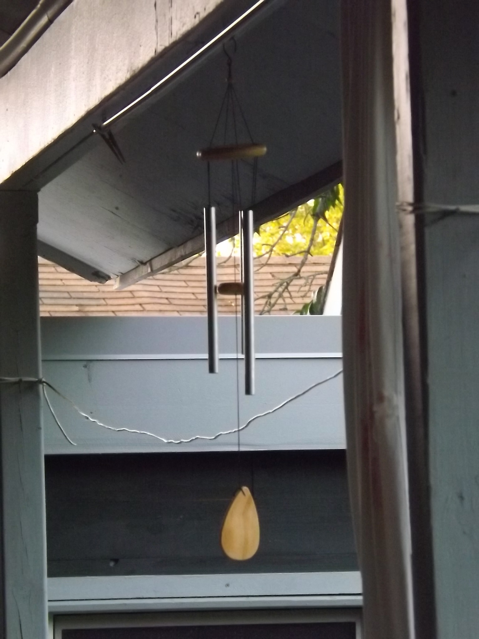 chimes hanging on the back porch