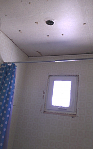 Bathroom ceiling tiles removed