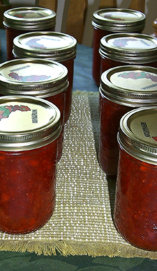 Jars of strawberry jam.